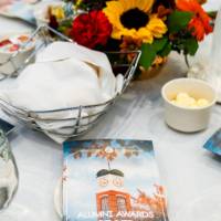 Table of food and pamphlets
